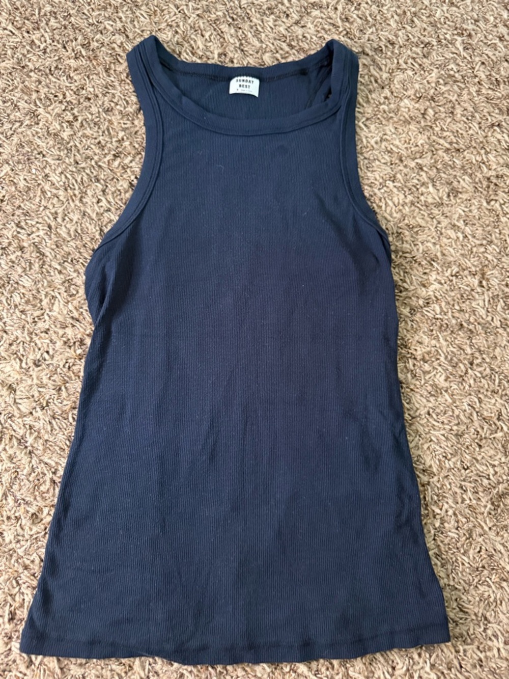 Aritzia Sunday Best Ribbed Tank Top Black High Neck‎ Womens Small